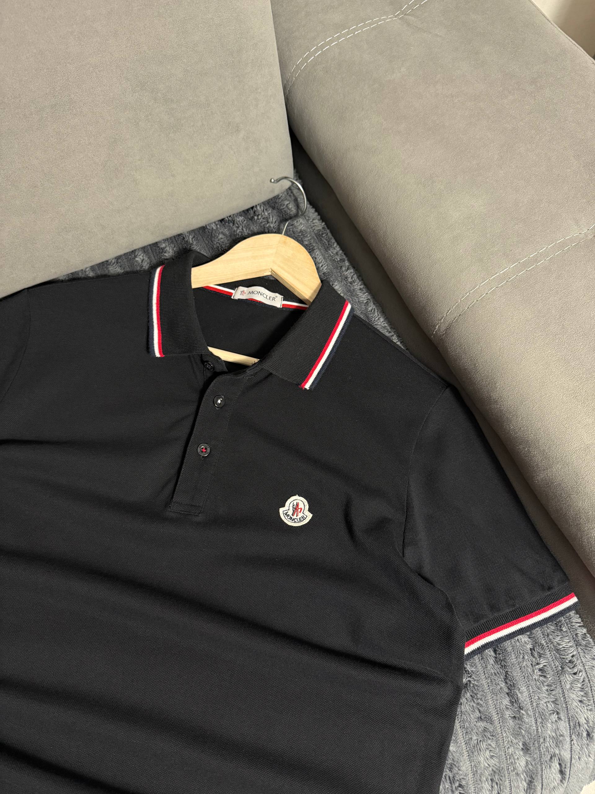 Moncler поло з контрастною окантовкою - black, розмір M - фото 2