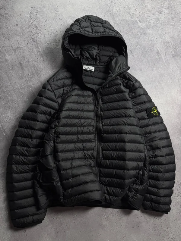 Stone Island легка пухова куртка з капюшоном - black, розмір S