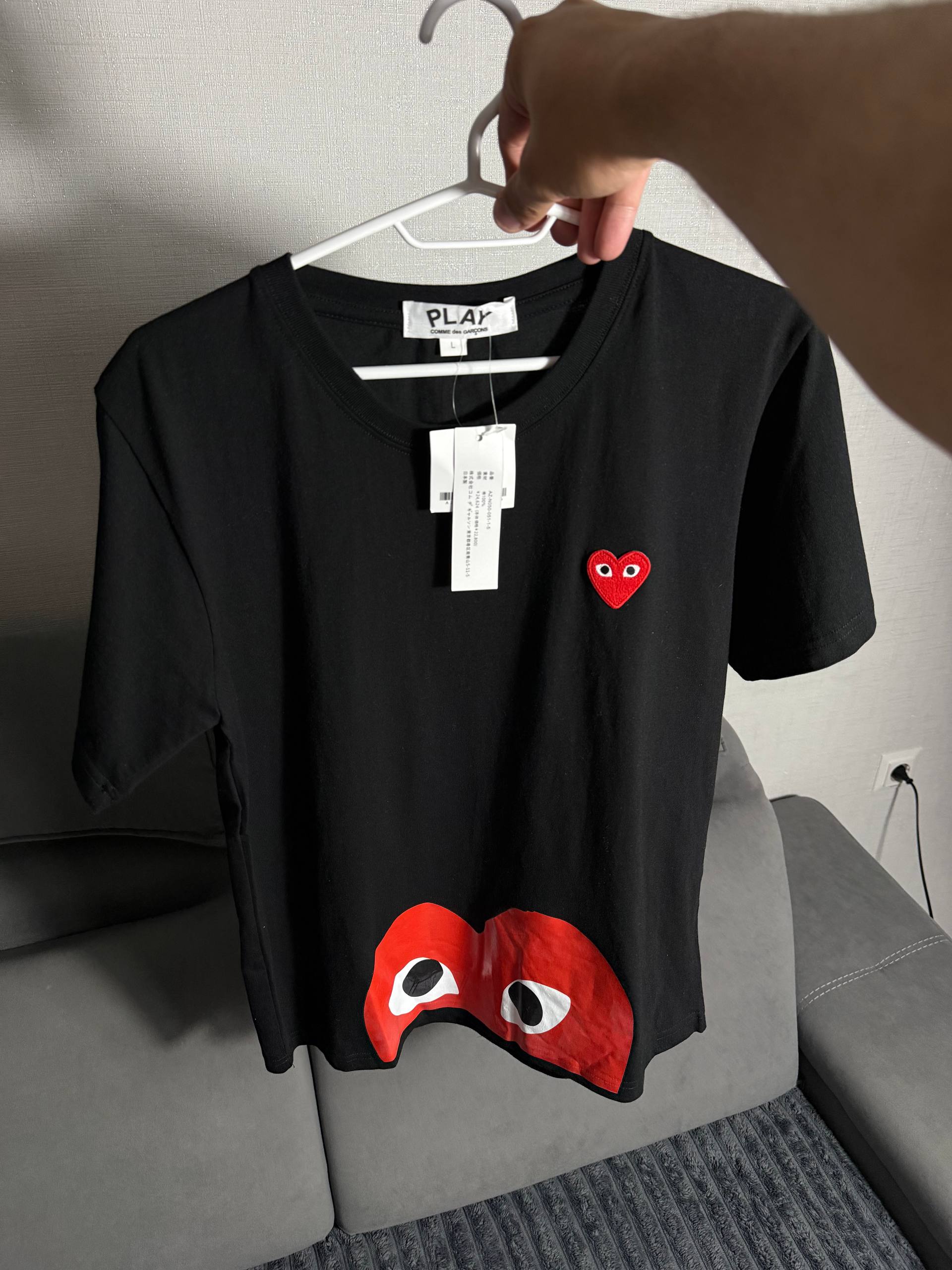 Comme des Garçons play футболка з серцем - black, розмір L - фото 5
