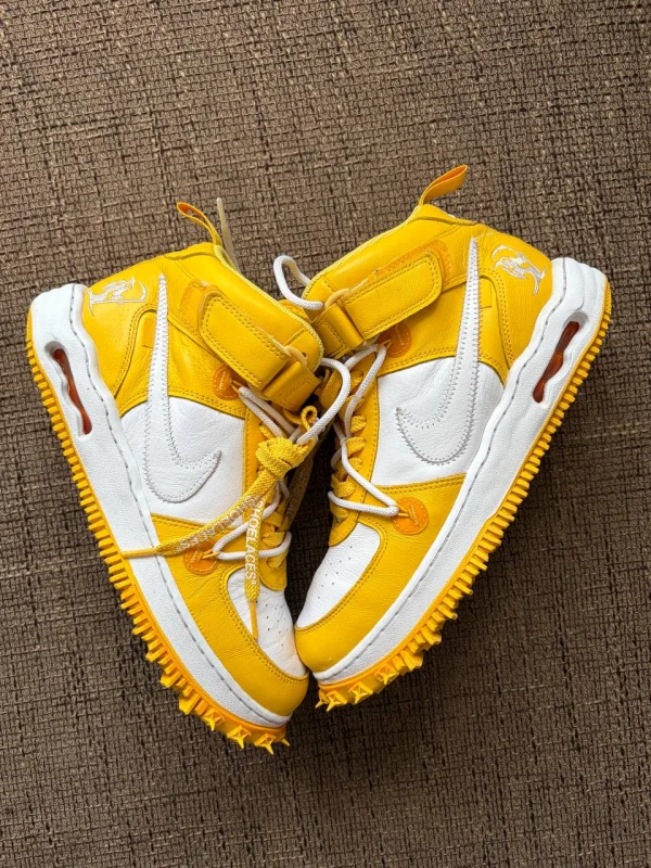 Кросівки Nike Air Force 1 x Off-White Mid SP Leather 'Varsity Maize' - yellow, розмір 44