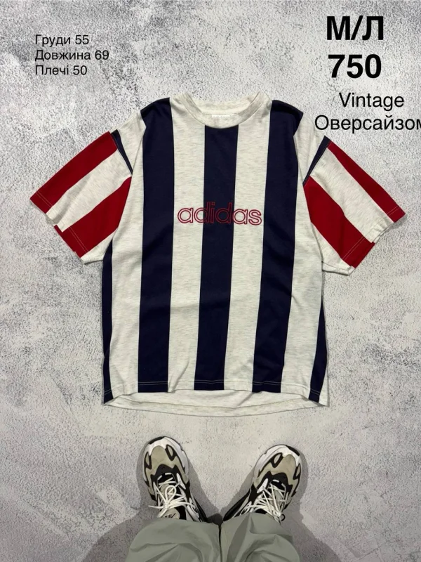 Adidas футболка в смужку - multicolor, розмір M