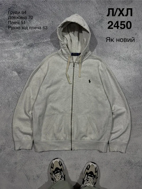 Polo Ralph Lauren худі на блискавці сіре - grey, розмір L