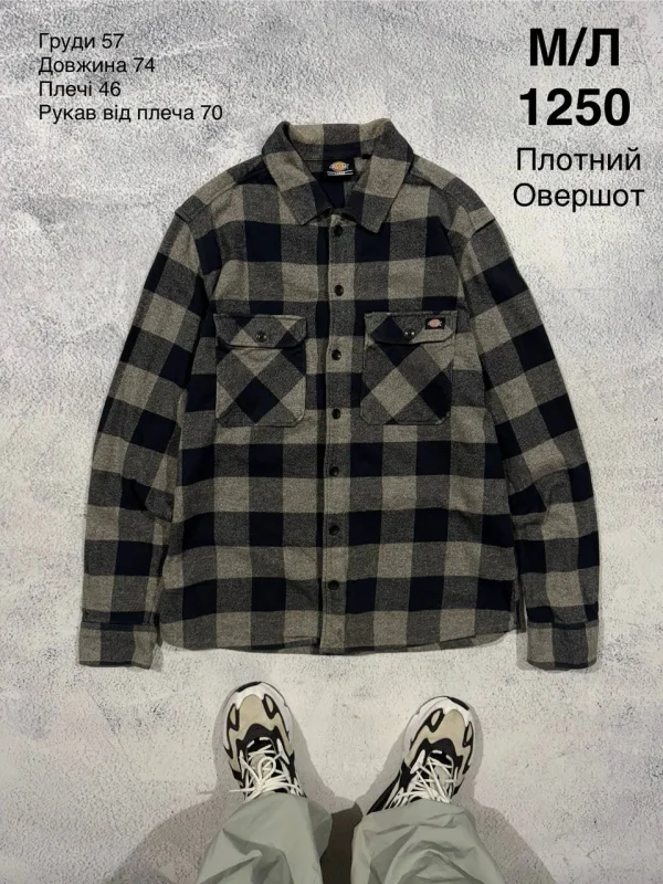 Dickies сорочка-овершот у чорно-сіру клітинку - multicolor, розмір M