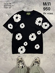 Denim Tears футболка чорна з квітами - black, розмір M - фото 1