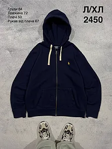 Polo Ralph Lauren худі на блискавці темно-синє - blue, розмір L - фото 1