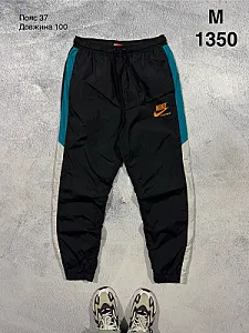 Nike спортивні штани чорні з бірюзовими вставками - black, розмір M - фото 1