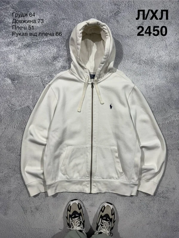 Polo Ralph Lauren біле худі на блискавці - white, розмір L