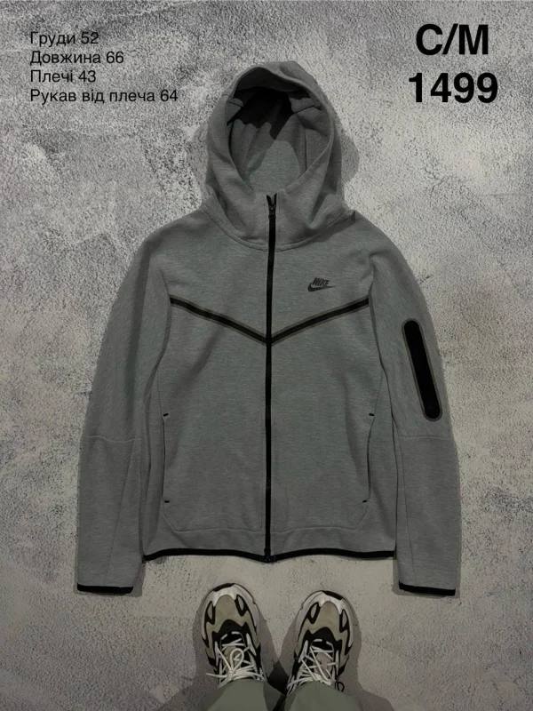 Nike худі на блискавці сіре - grey, розмір S