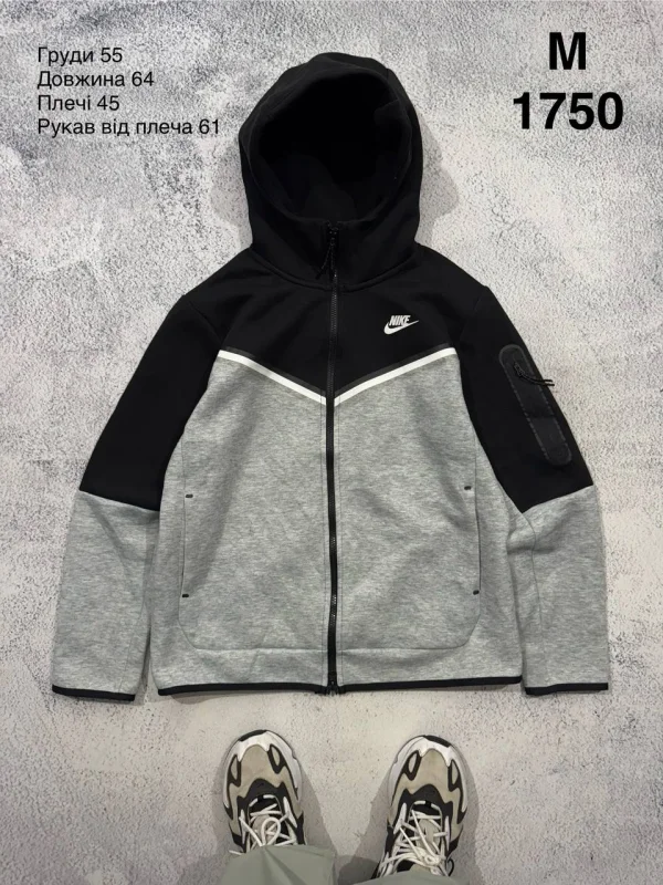 Nike Tech Fleece худі сіро-чорне - розмір M