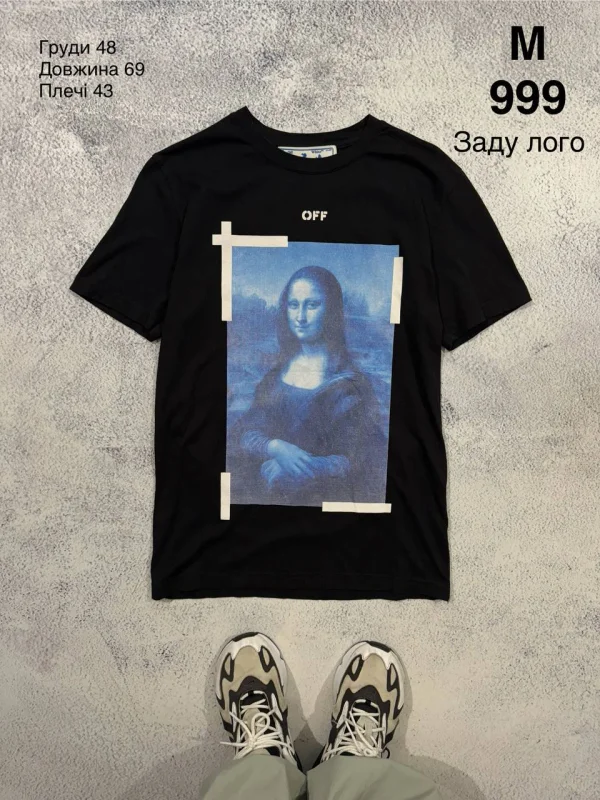 Off-White футболка чорна з принтом Мона Ліза - розмір M