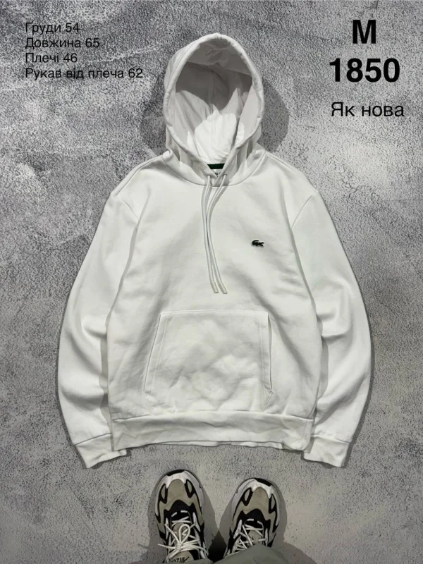 Lacoste біле худі з капюшоном - розмір M