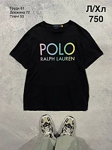 Polo Ralph Lauren футболка чорна з райдужним логотипом - розмір L - фото 1