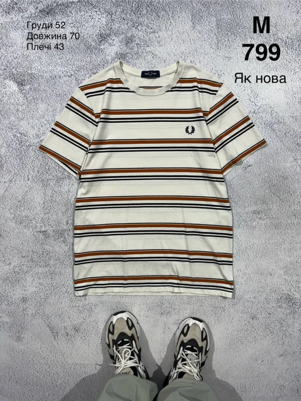 Fred Perry футболка в смужку молочна - розмір M
