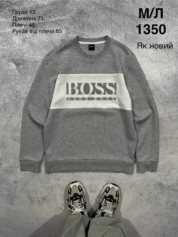 Hugo Boss Boss світшот сірий з білою вставкою - розмір M