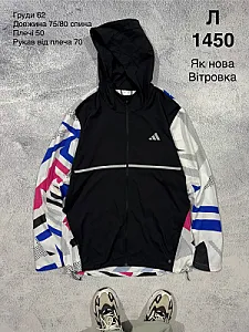 Adidas вітровка чорна з різнокольоровими рукавами - розмір L - фото 1