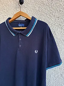 Fred Perry поло темно-синє - розмір 3XL - фото 3