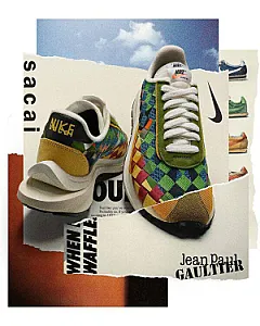 Jean Paul Gaultier x sacai x Nike LDVaporwaffle Woven Green Gusto - розмір 45 - фото 5