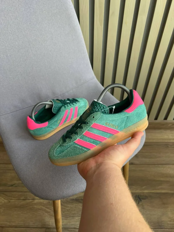 Adidas Gazelle зелені з рожевими деталями - розмір 38
