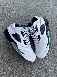 Nike Air Jordan 5 Low Dunk From Above біло-сині - розмір 45 - фото 7