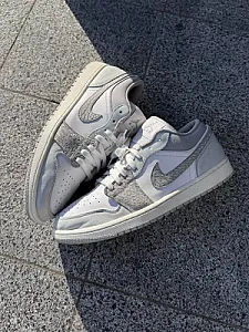 Nike Air Jordan 1 Low Smoke Elephant Grey білі - розмір 47 - фото 9