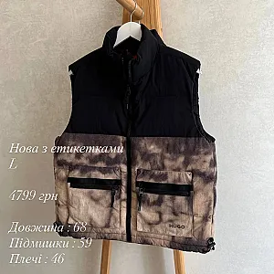 Hugo Boss Hugo жилетка чорна з коричнево-бежевим принтом - розмір L - фото 1