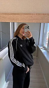 Adidas бомбер чорний - розмір L - фото 2