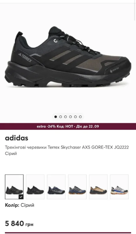 Adidas Terrex Skychaser AX5 GORE-TEX сірі - розмір 38