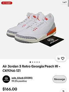Nike Air Jordan 3 Retro Georgia Peach W білі - розмір 36 - фото 1