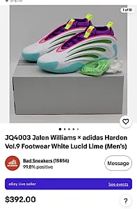 Adidas Harden Vol.9 Jalen Williams Footwear White Lucid Lime - розмір 41 - фото 1