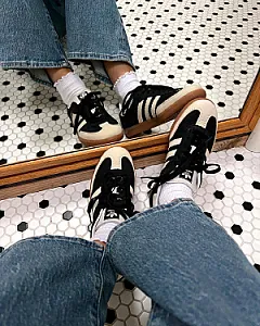 Adidas Samba чорні з білими смугами - розмір 40 - фото 4