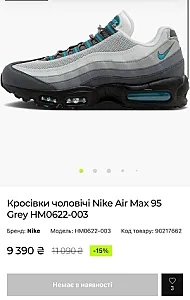 Nike Air Max 95 Grey - розмір 38 - фото 1