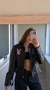 Playboy шкіряна куртка чорна - розмір L - фото 1