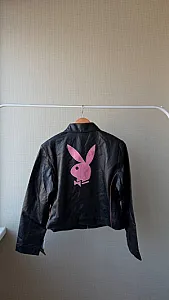 Playboy шкіряна куртка чорна - розмір L - фото 2