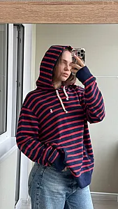 Polo Ralph Lauren худі темно-синє в червону смужку - розмір XL - фото 2