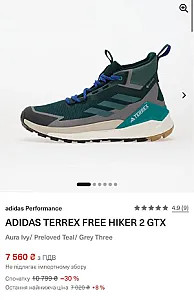 Adidas Terrex Free Hiker 2 GTX Aura Ivy/Preloved Teal/Grey Three - розмір 50 - фото 1