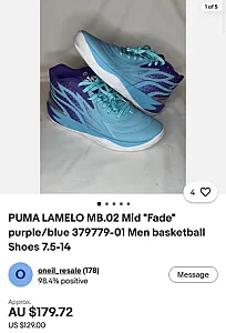 Puma LaMelo MB.02 Mid Fade бірюзово-фіолетові - розмір 44 - фото 6