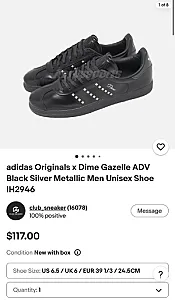 Adidas Originals x Dime Gazelle чорні - розмір 38 - фото 4