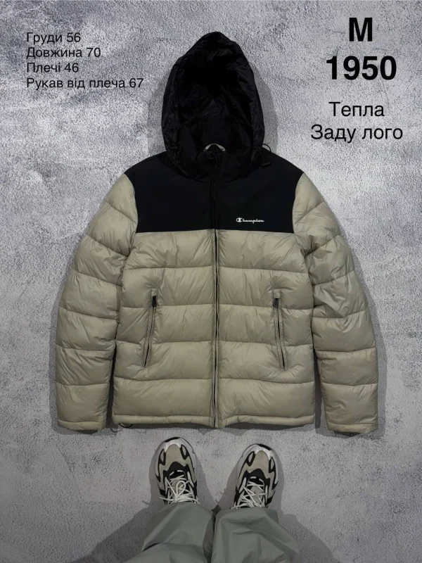 Champion пуховик чорно-бежевий - beige, розмір M