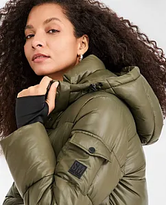 Steve Madden пуховик оливковий - green, розмір XS - фото 3