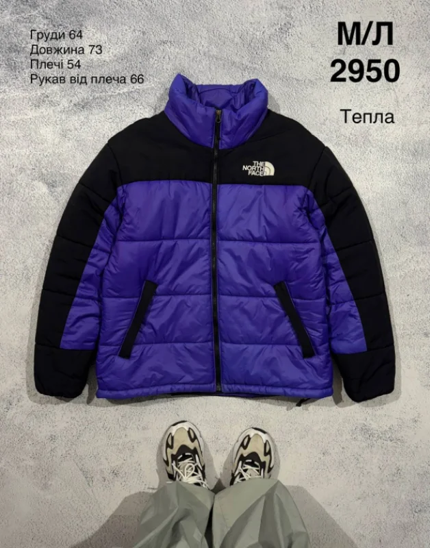 The North Face пуховик фіолетовий з чорними вставками - purple, розмір M