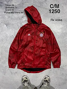 Adidas вітровка червона з капюшоном - red, розмір S - фото 1