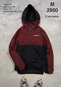 Adidas Terrex куртка-анорак бордова з чорною - red, розмір M - фото 1