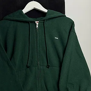 Levi's зіп-худі темно-зелене - green, розмір S - фото 2