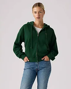 Levi's зіп-худі темно-зелене - green, розмір S - фото 5