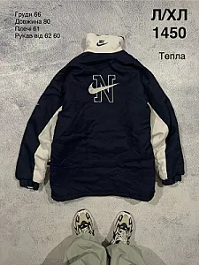 Nike тепла куртка темно-синя зі світлими вставками - blue, розмір L - фото 1