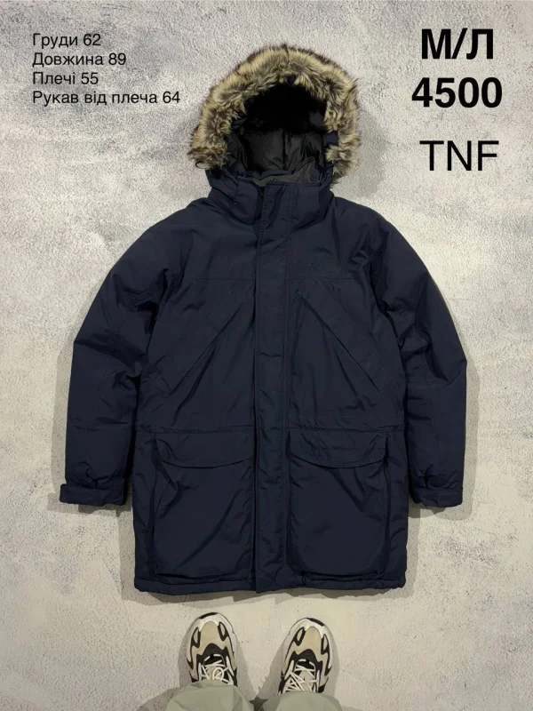 The North Face куртка з хутряним капюшоном темно-синя - blue, розмір M
