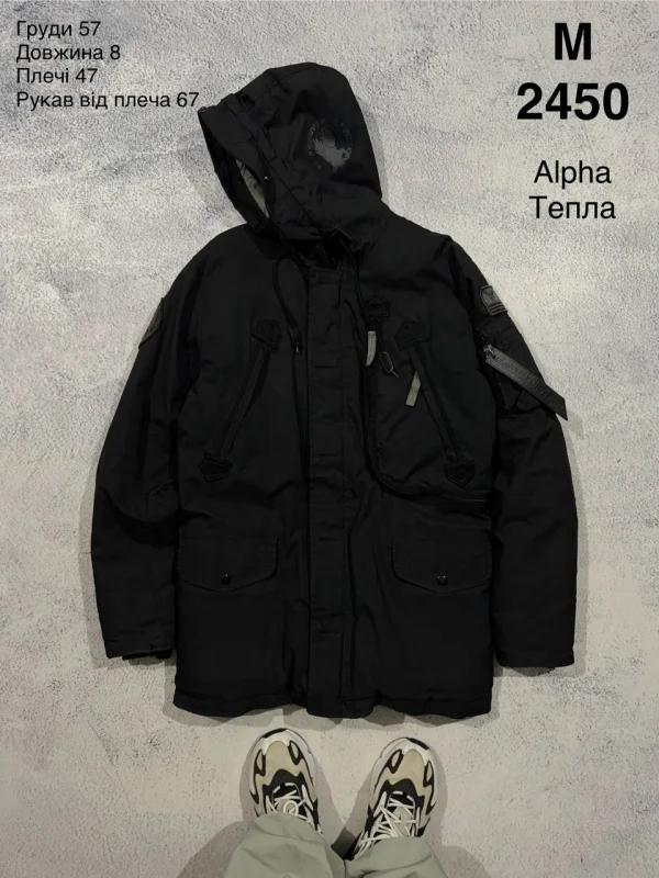 Alpha Industries куртка з капюшоном чорна - black, розмір M